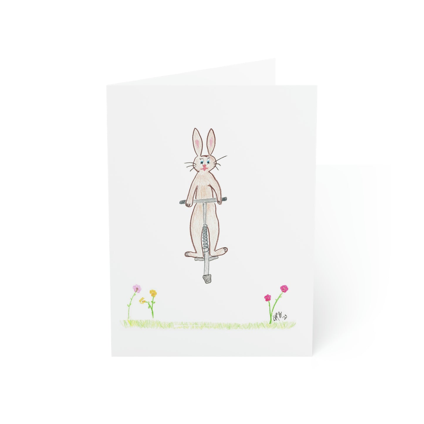 Easter - Hoppy Easter - Brown Bunny on Pogo Stick