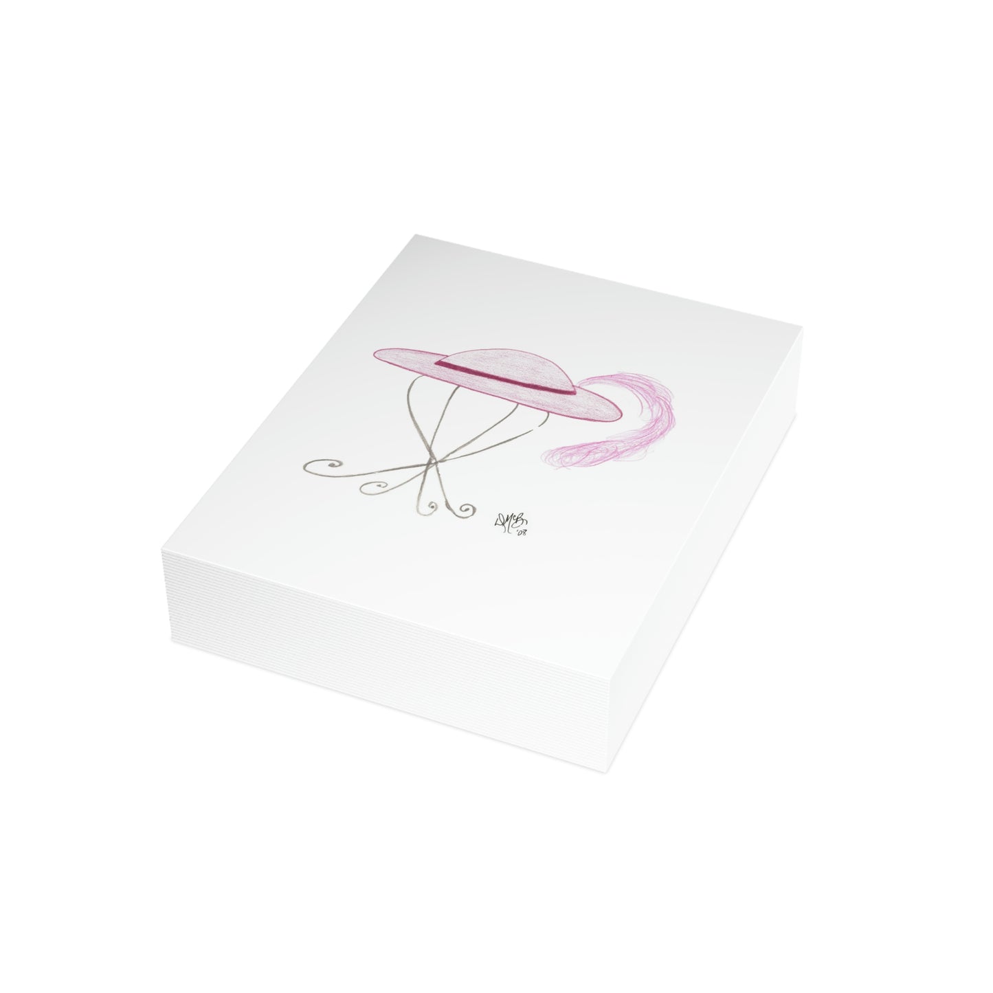 Blank Notecard - Magenta Hat with Feather