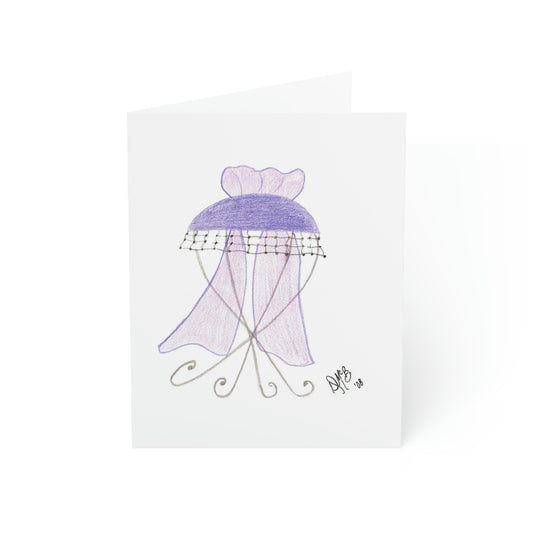 Blank Notecard - Violet Hat with Black Netting