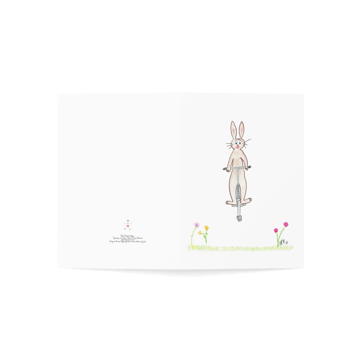 Easter - Hoppy Easter - Brown Bunny on Pogo Stick