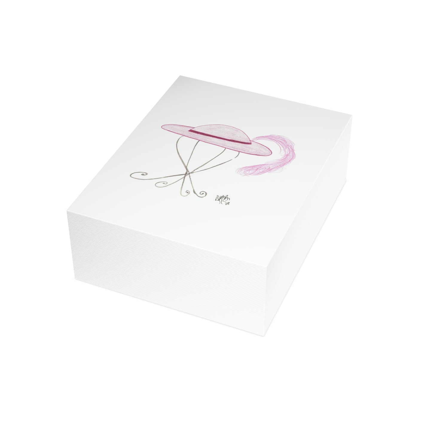 Blank Notecard - Magenta Hat with Feather
