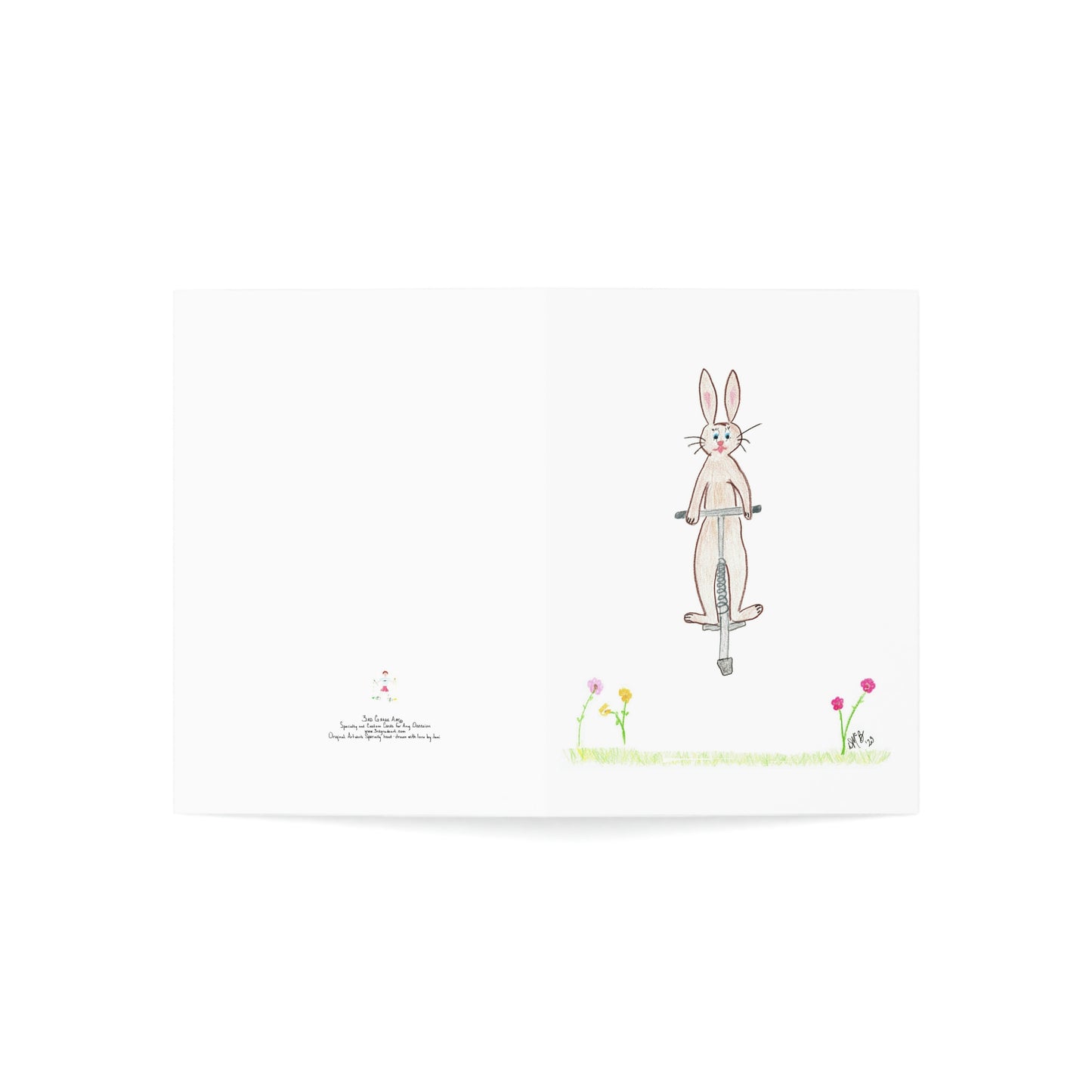 Easter - Hoppy Easter - Brown Bunny on Pogo Stick