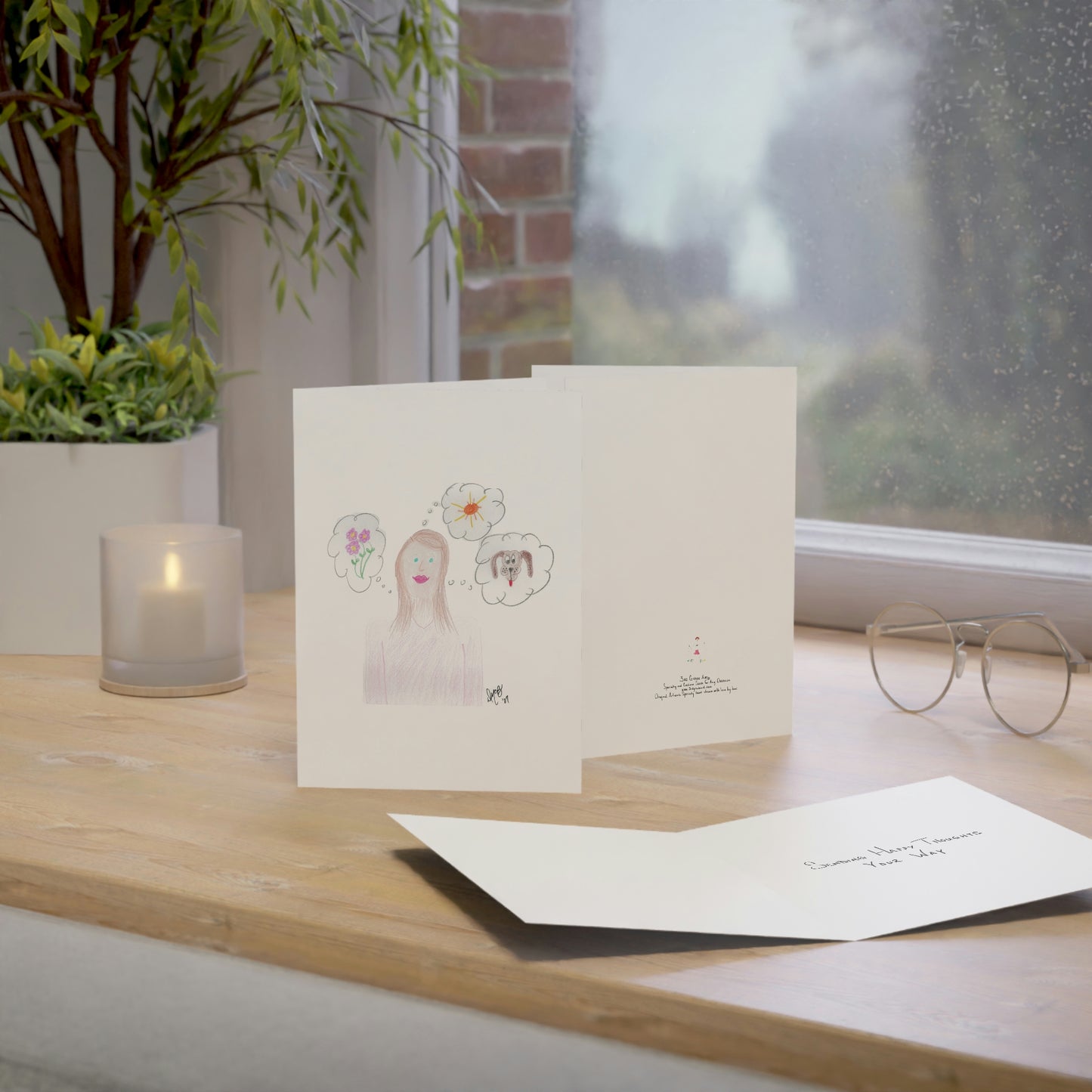 Thinking of You - Sending Happy Thoughts Your Way - Greeting Cards (1, 10, 30, and 50pcs)