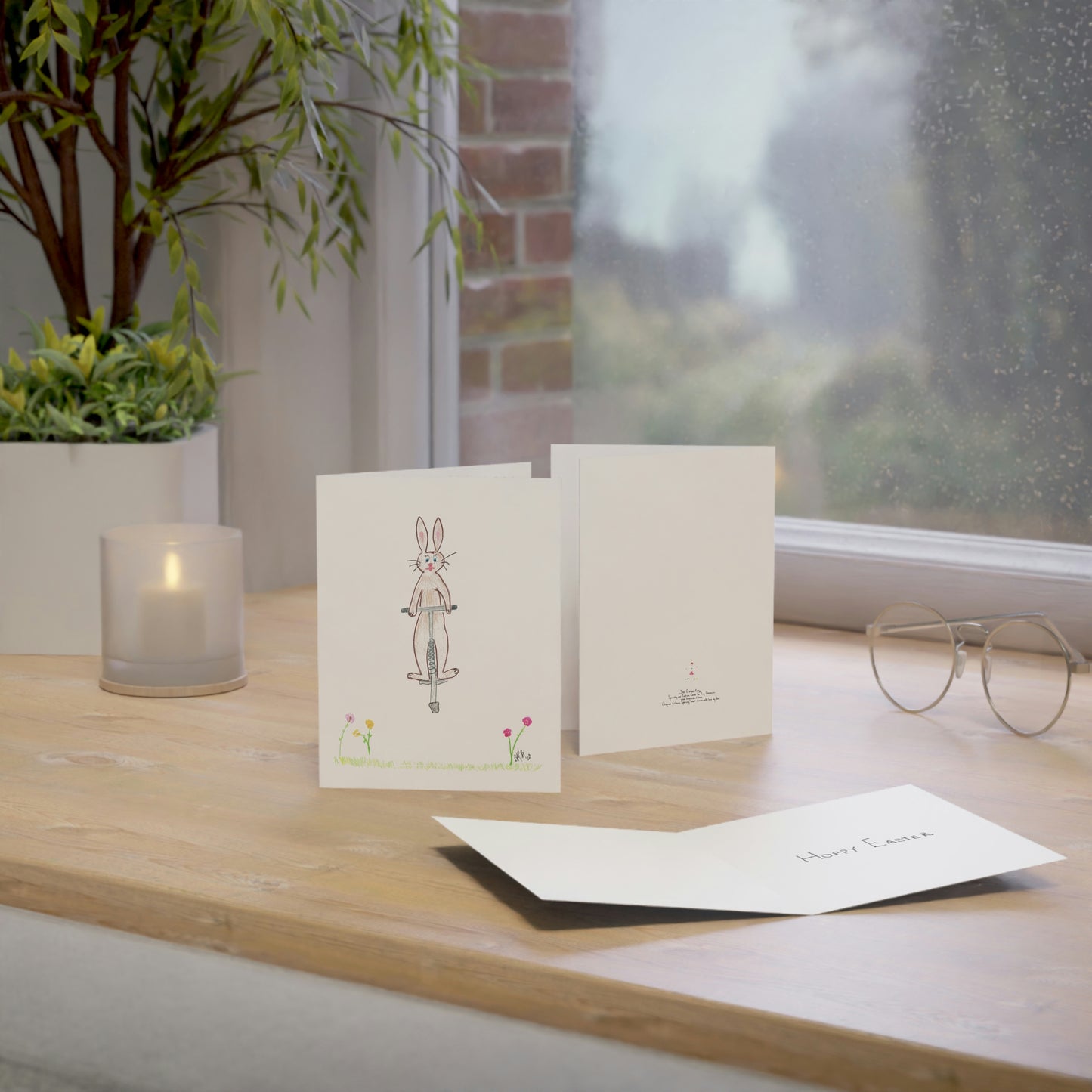 Easter - Hoppy Easter - Brown Bunny on Pogo Stick