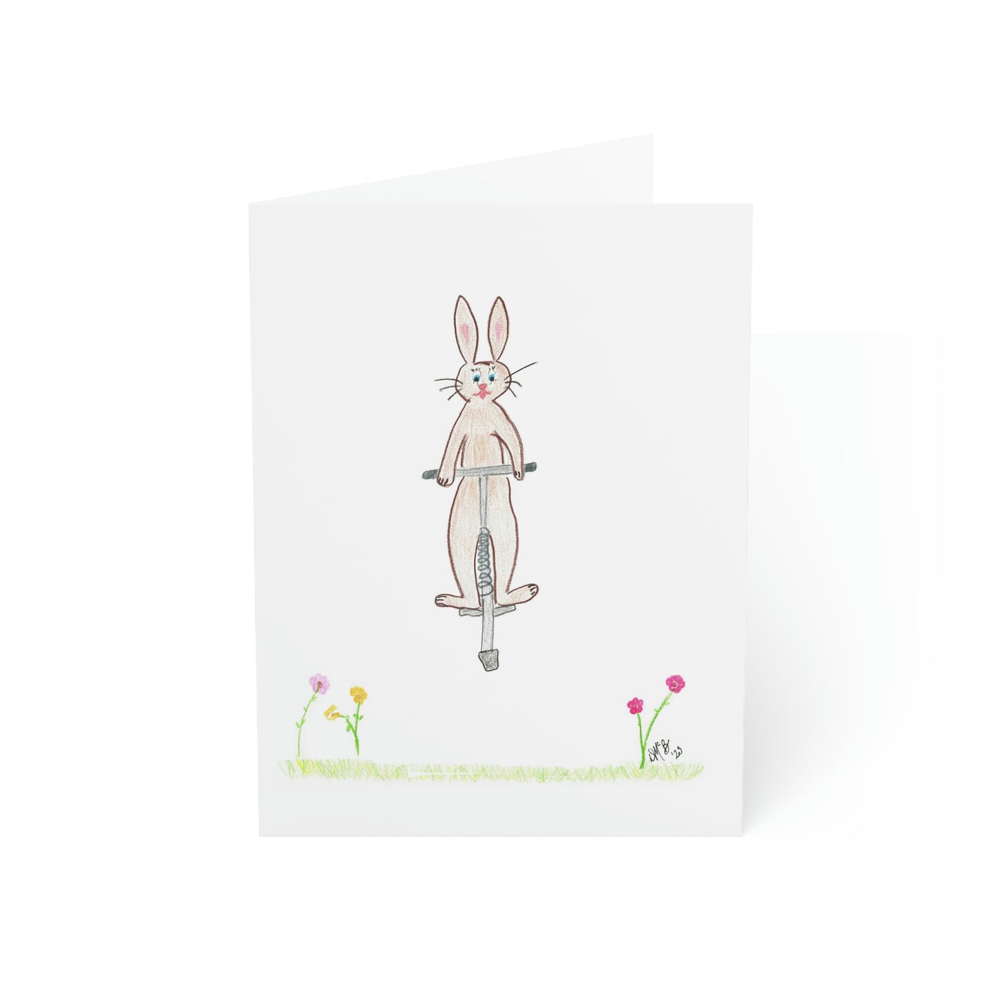 Easter - Hoppy Easter - Brown Bunny on Pogo Stick