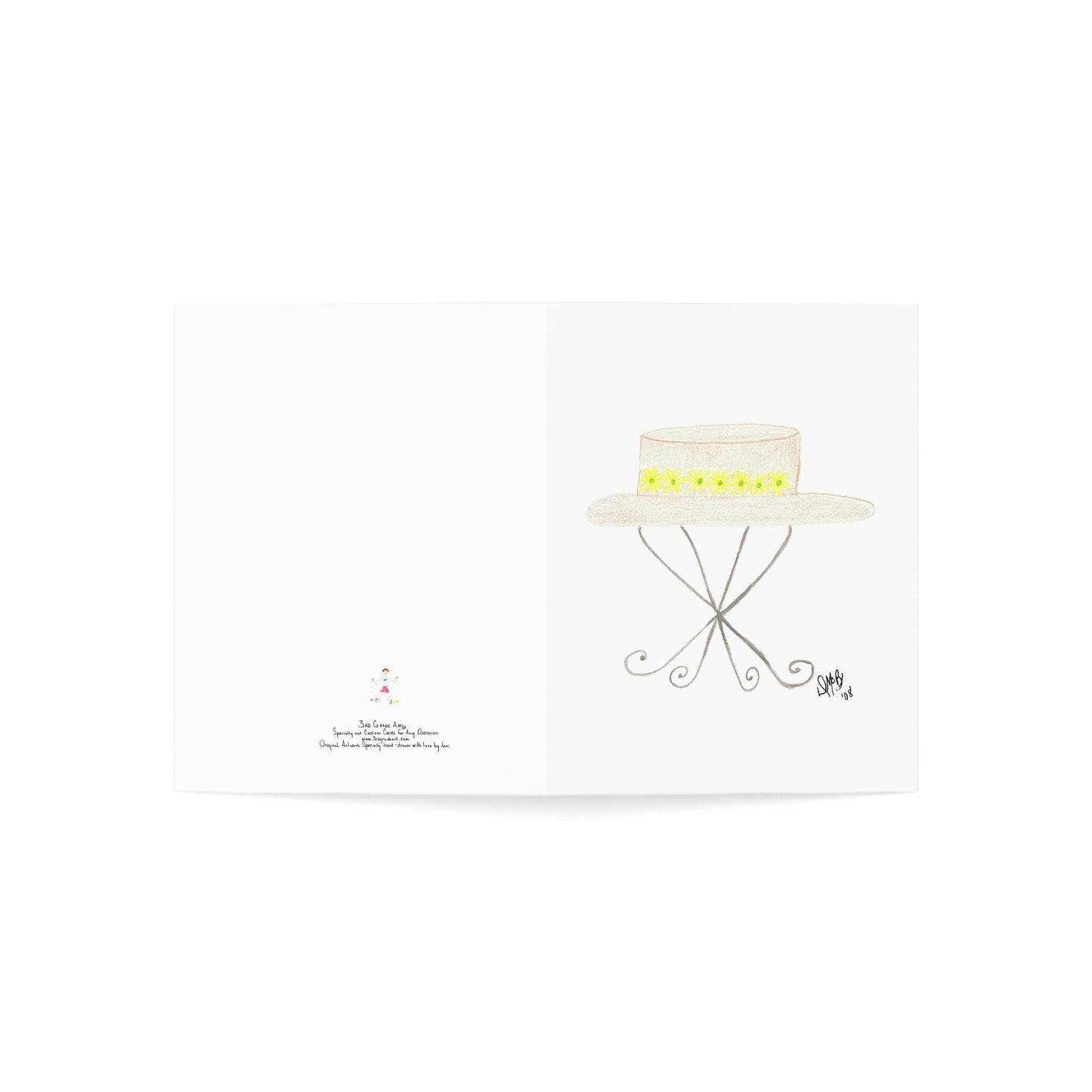 Blank Notecard - Straw Hat with Flower Band