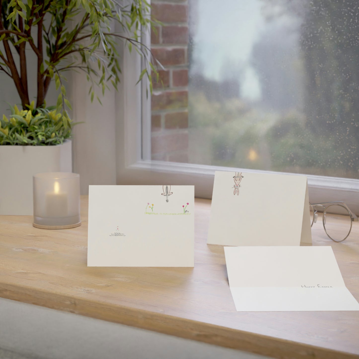 Easter - Hoppy Easter - Brown Bunny on Pogo Stick