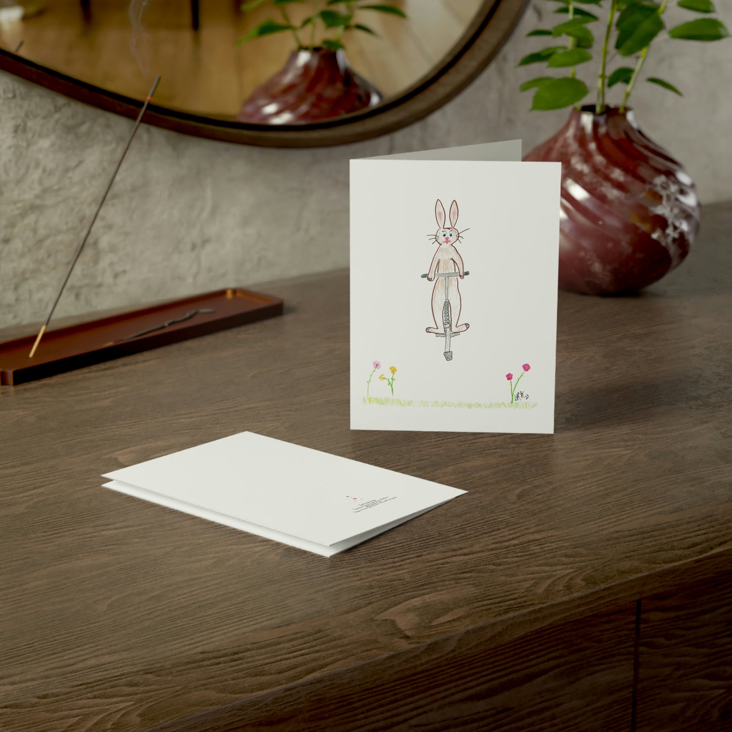 Easter - Hoppy Easter - Brown Bunny on Pogo Stick