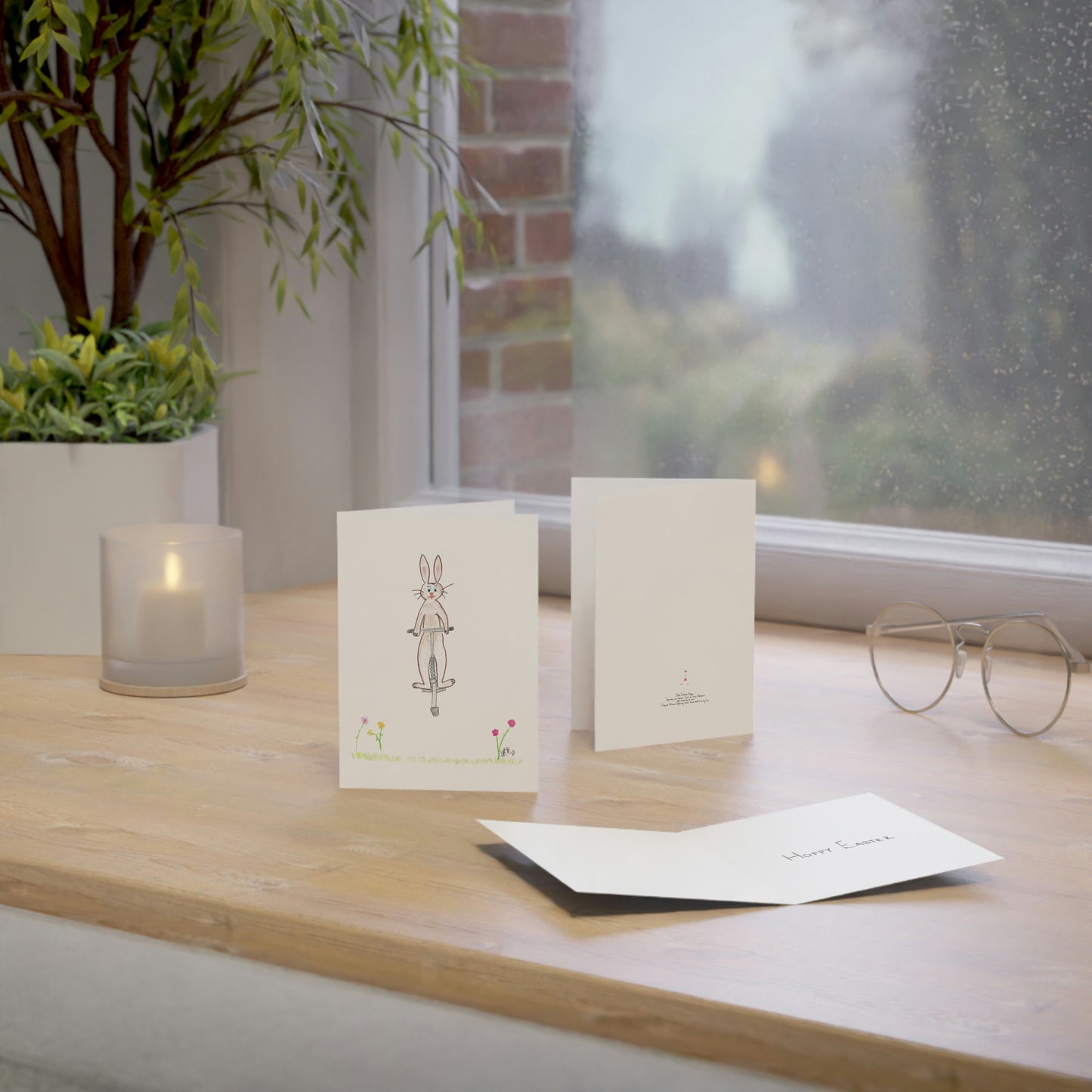 Easter - Hoppy Easter - Brown Bunny on Pogo Stick