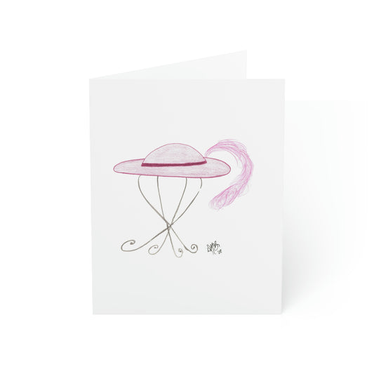 Blank Notecard - Magenta Hat with Feather