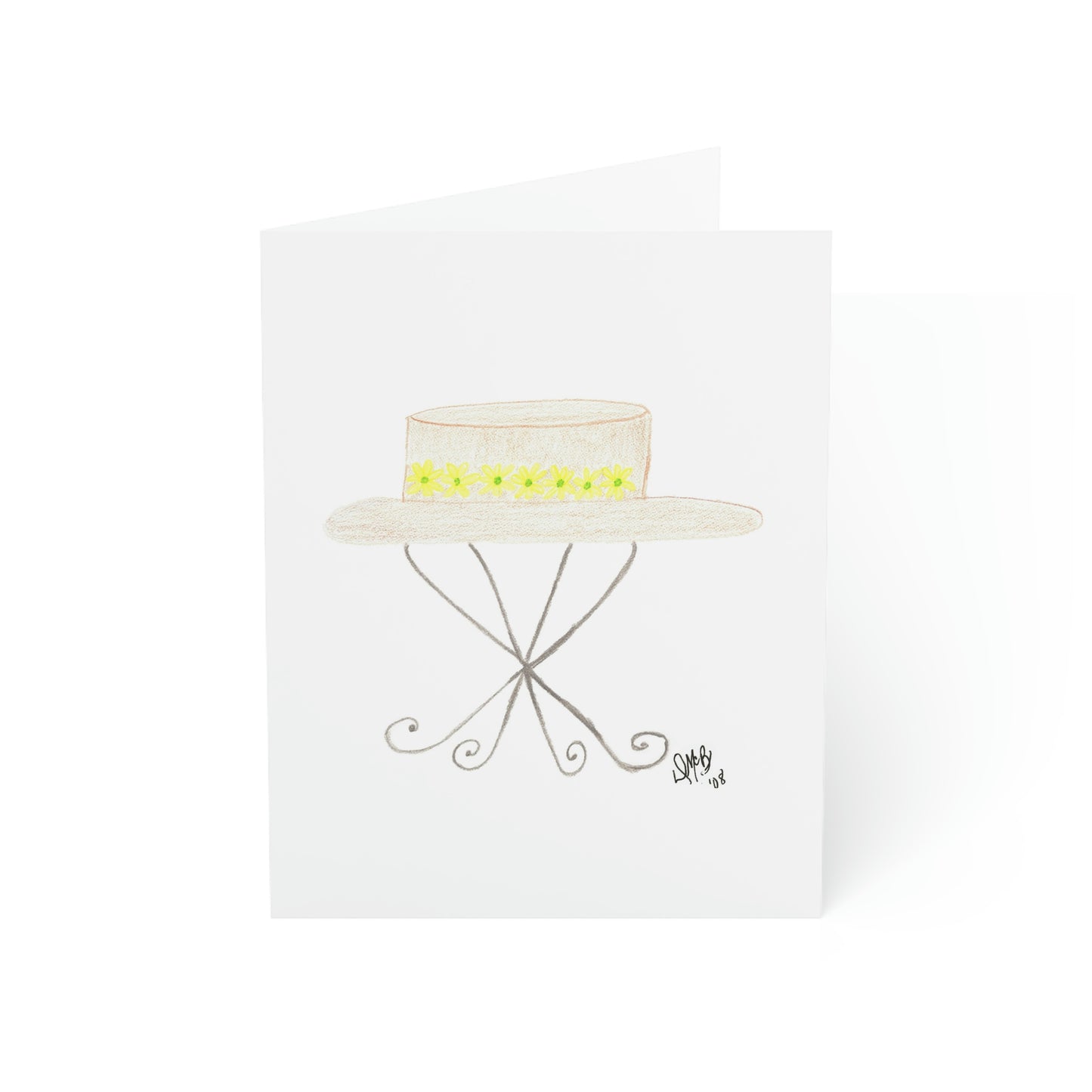 Blank Notecard - Straw Hat with Flower Band