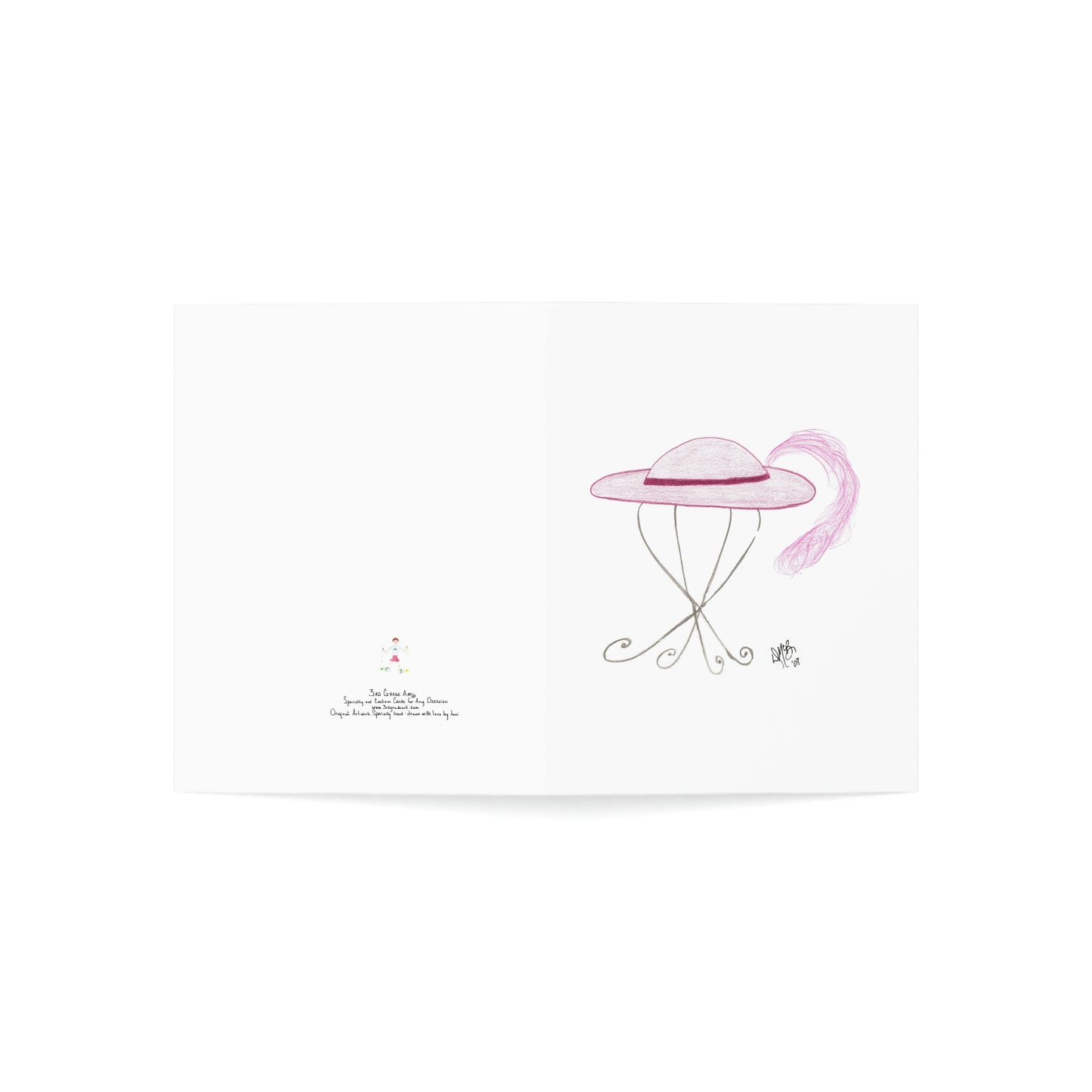 Blank Notecard - Magenta Hat with Feather