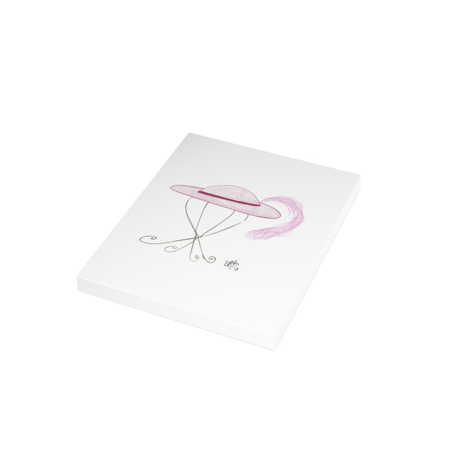 Blank Notecard - Magenta Hat with Feather