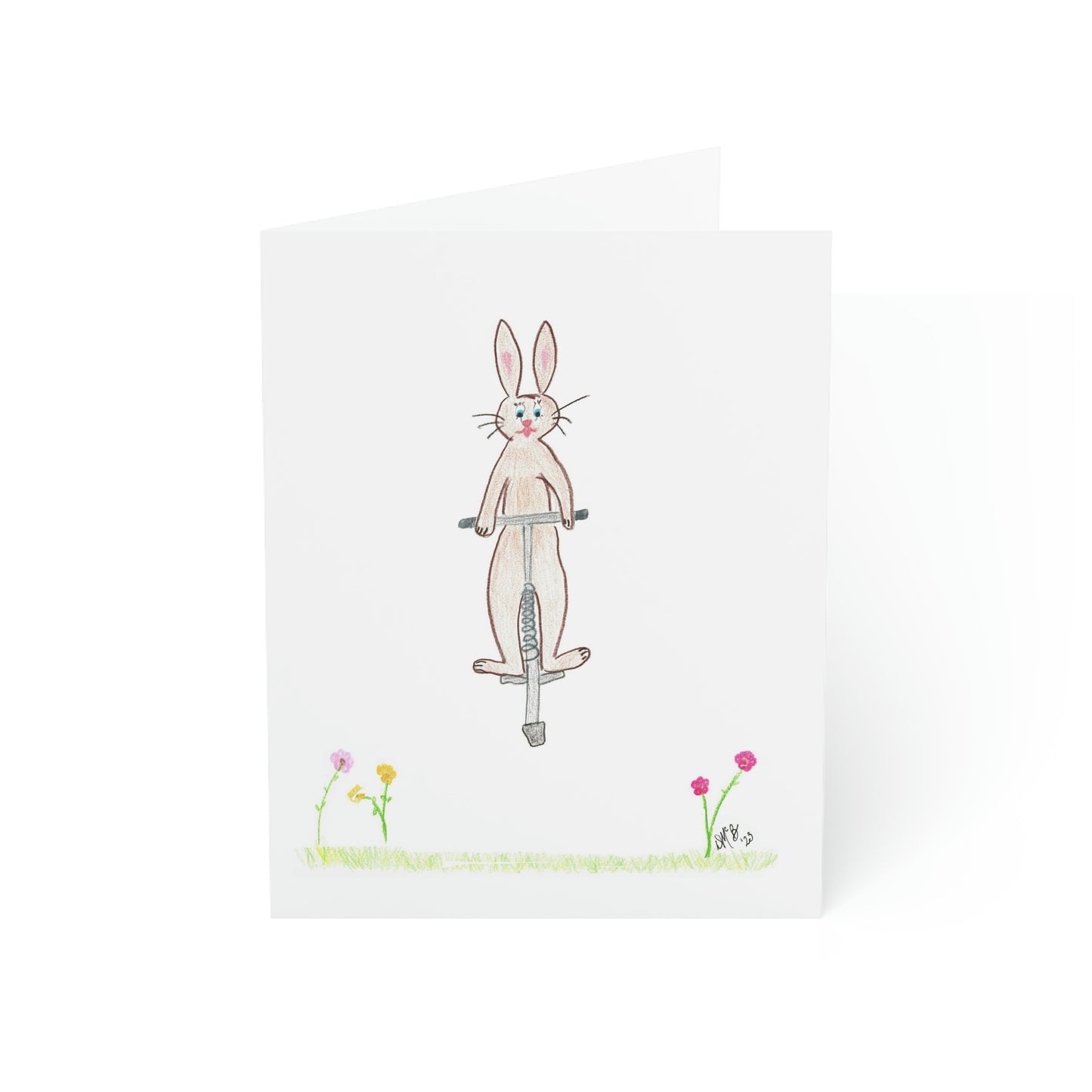 Easter - Hoppy Easter - Brown Bunny on Pogo Stick